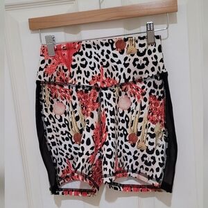 CLS Sports Wear Animal Print Side Sheer Scrunch Shorts